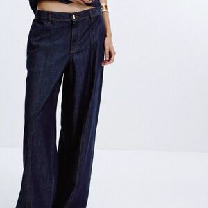 Zara Wide-Leg Dark Blue Jeans